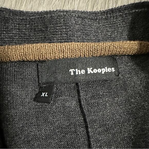 The Kooples Wool Gray & Tan Long Sleeve Cardigan Sweater Size XL - Picture 5 of 13